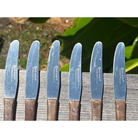 6 Vintage Flatware Bakelite? handle Knives. Duraset. stainless USA. Kitchen. - Picture 9 of 10